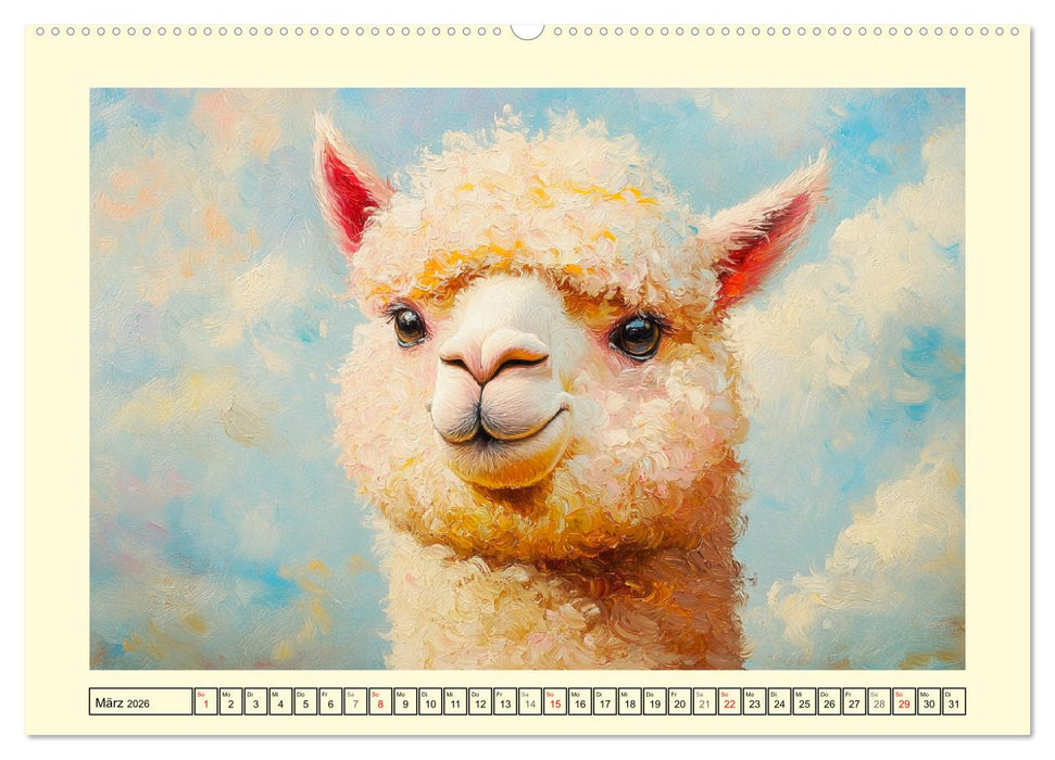 Alpakas. Entzückende Paintings in duftigen Farben (CALVENDO Wandkalender 2026)