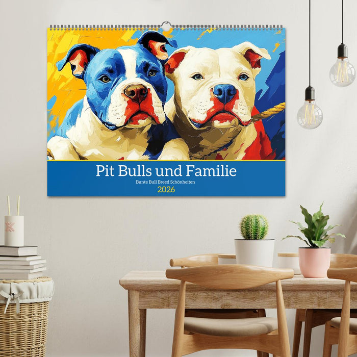Pit Bulls und Familie. Bunte Bull Breed Schönheiten (CALVENDO Wandkalender 2026)