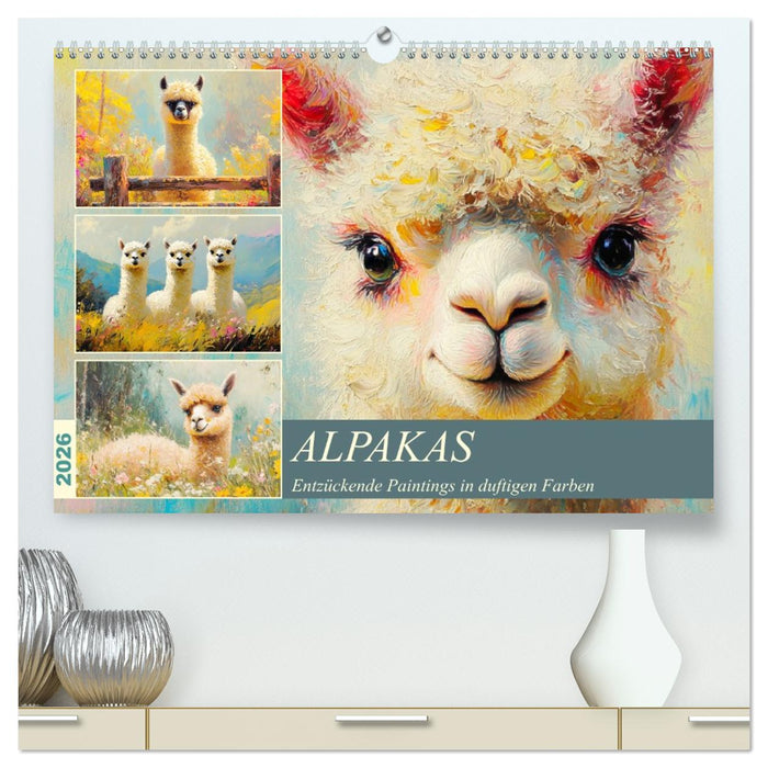 Alpakas. Entzückende Paintings in duftigen Farben (CALVENDO Premium Wandkalender 2026)