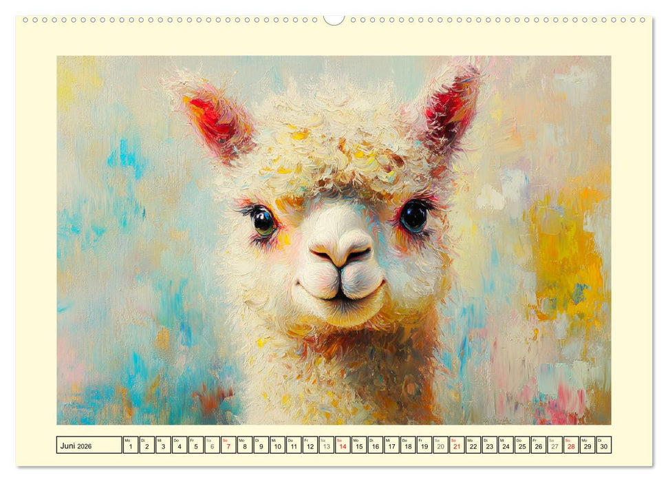 Alpakas. Entzückende Paintings in duftigen Farben (CALVENDO Premium Wandkalender 2026)