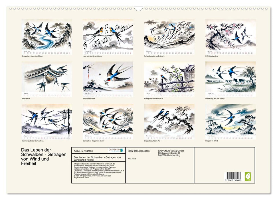 Das Leben der Schwalben - Getragen von Wind und Freiheit (CALVENDO Wandkalender 2026)