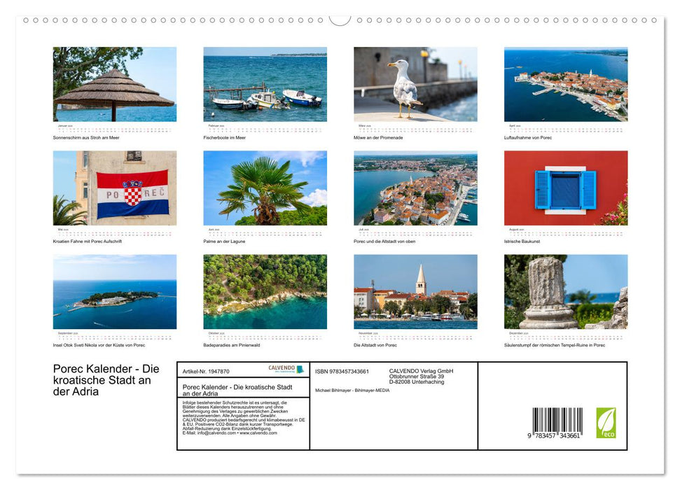 Porec Kalender - Die kroatische Stadt an der Adria (CALVENDO Premium Wandkalender 2026)