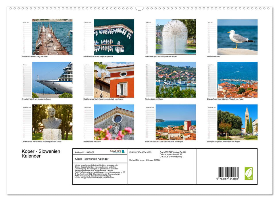 Koper - Slowenien Kalender (CALVENDO Premium Wandkalender 2026)
