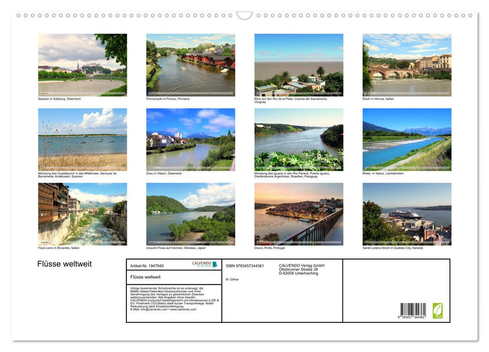 Flüsse weltweit (CALVENDO Wandkalender 2026)
