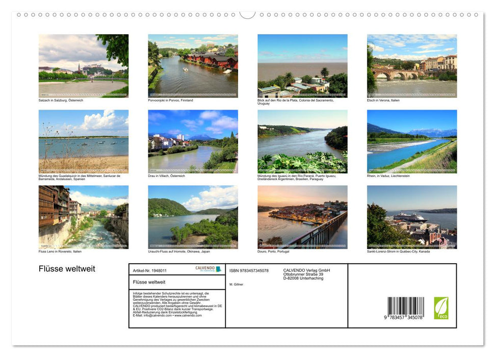 Flüsse weltweit (CALVENDO Premium Wandkalender 2026)