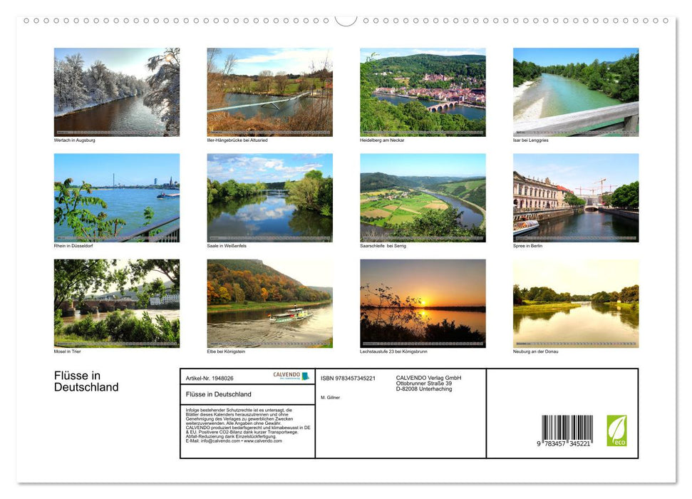 Flüsse in Deutschland (CALVENDO Premium Wandkalender 2026)