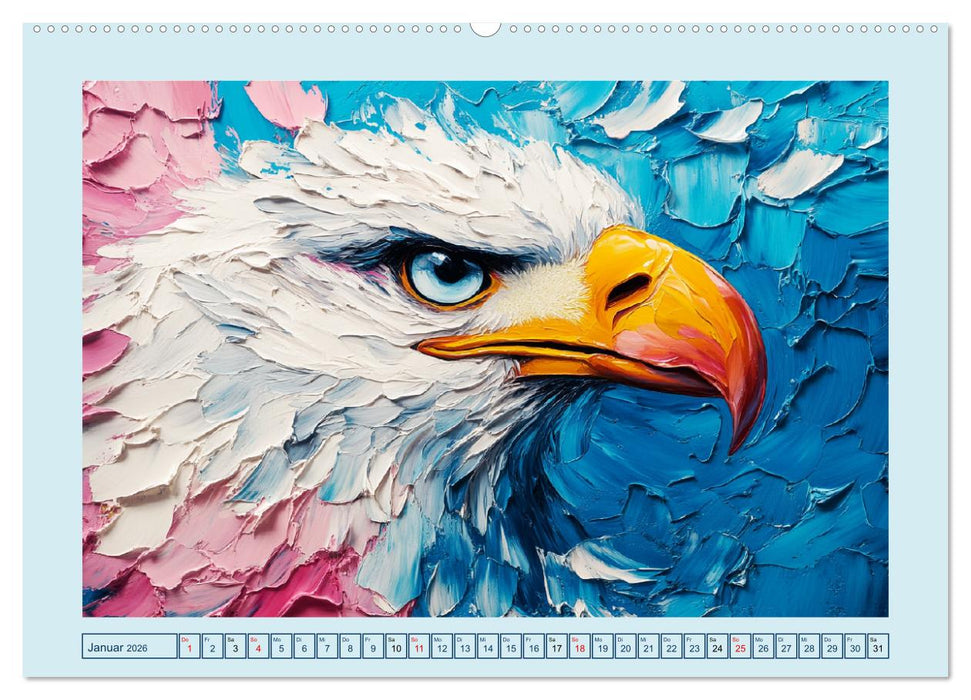 Greifvögel. Majestätische Luftakrobaten in Öloptik (CALVENDO Wandkalender 2026)