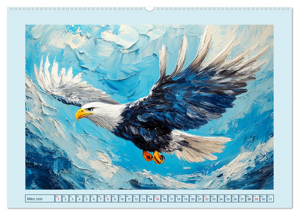 Greifvögel. Majestätische Luftakrobaten in Öloptik (CALVENDO Wandkalender 2026)