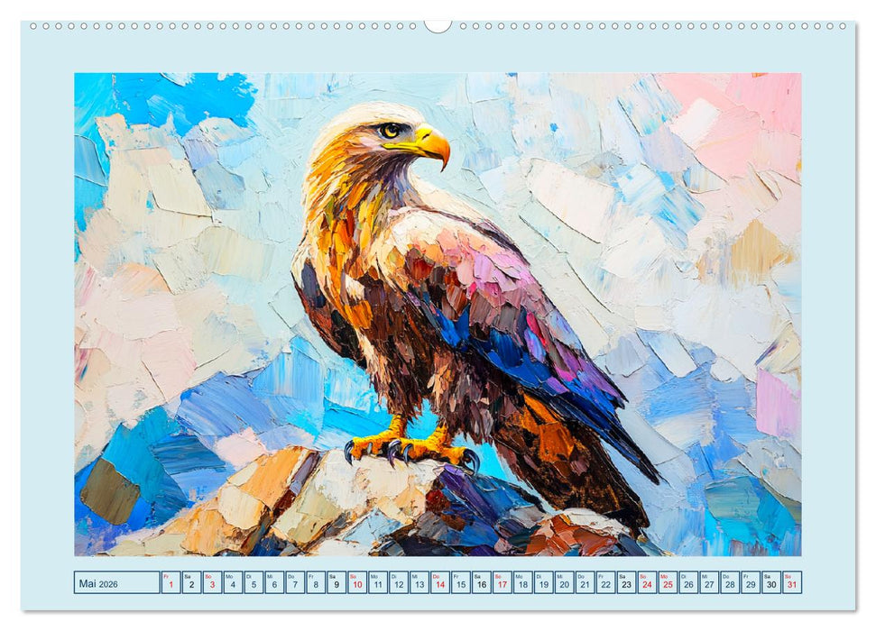 Greifvögel. Majestätische Luftakrobaten in Öloptik (CALVENDO Wandkalender 2026)