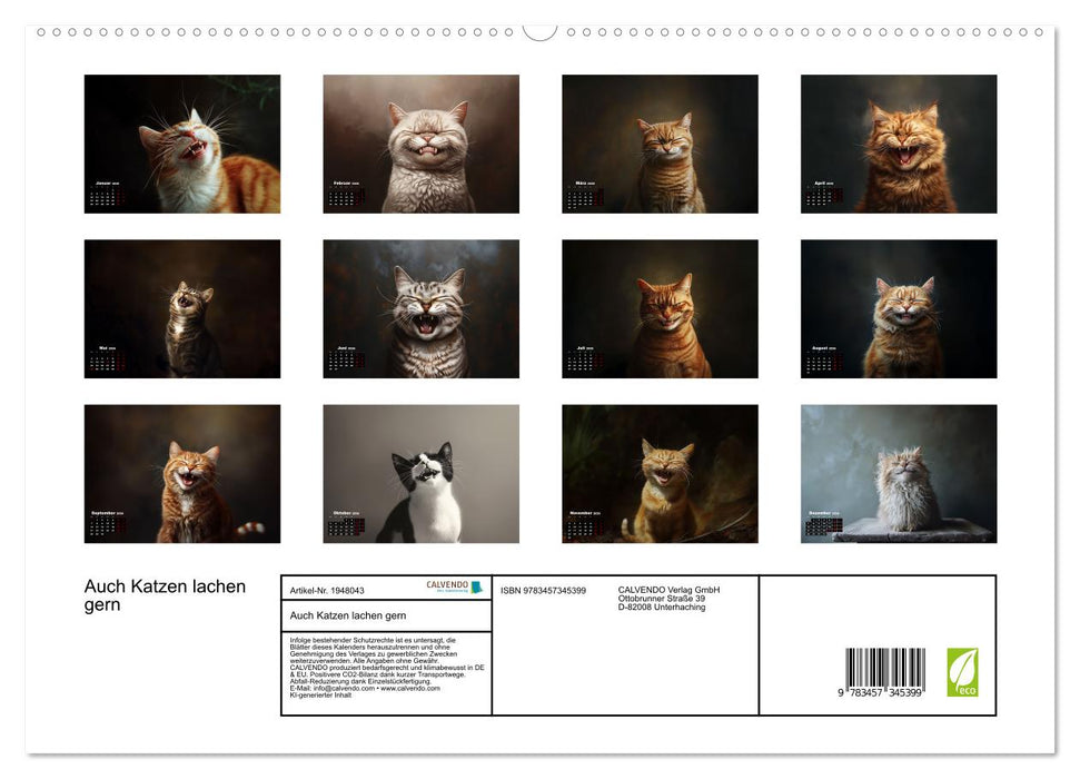 Auch Katzen lachen gern (CALVENDO Premium Wandkalender 2026)