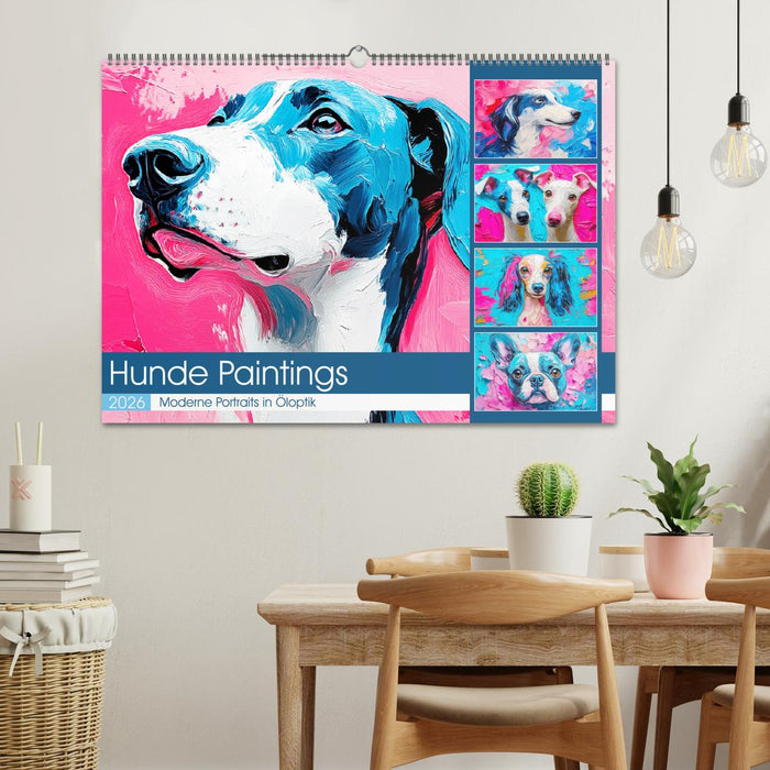 Hunde Paintings. Moderne Portraits in Öloptik (CALVENDO Wandkalender 2026)