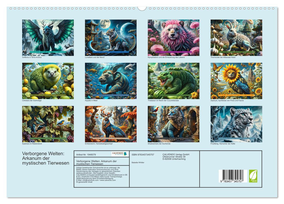 Verborgene Welten: Arkanum der mystischen Tierwesen (CALVENDO Premium Wandkalender 2026)
