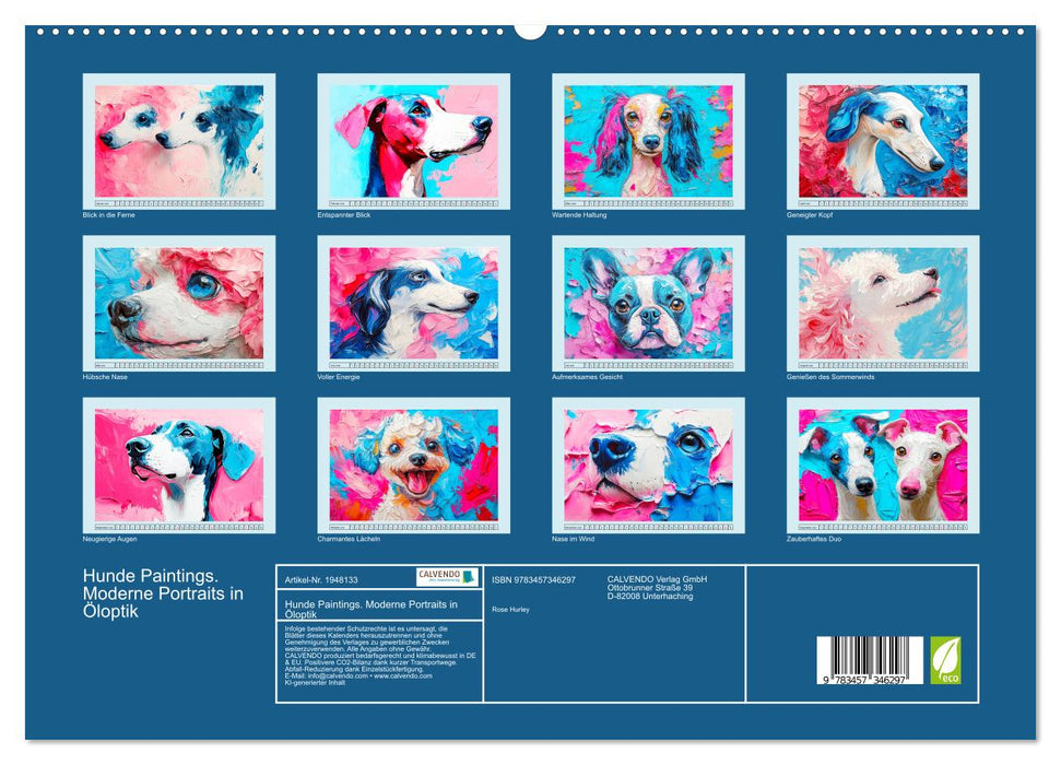 Hunde Paintings. Moderne Portraits in Öloptik (CALVENDO Premium Wandkalender 2026)