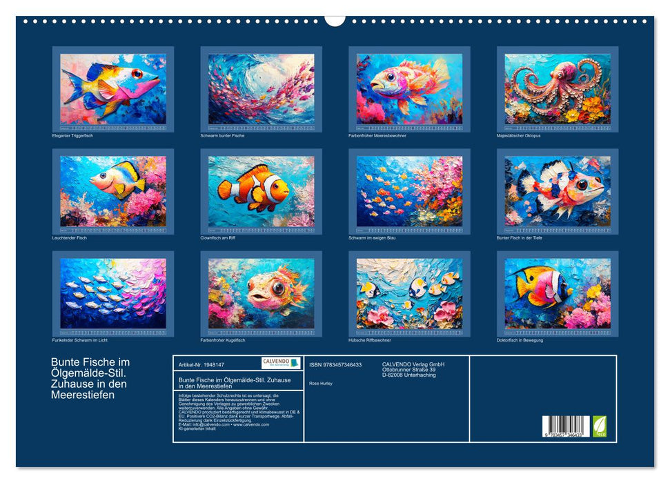 Bunte Fische im Ölgemälde-Stil. Zuhause in den Meerestiefen (CALVENDO Wandkalender 2026)