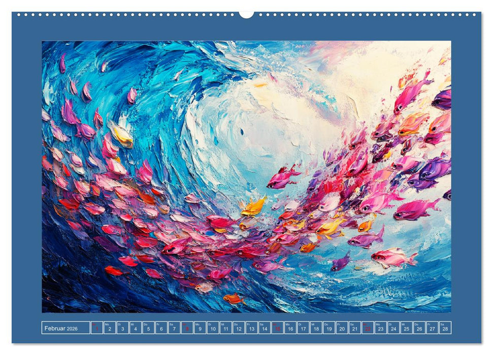 Bunte Fische im Ölgemälde-Stil. Zuhause in den Meerestiefen (CALVENDO Wandkalender 2026)
