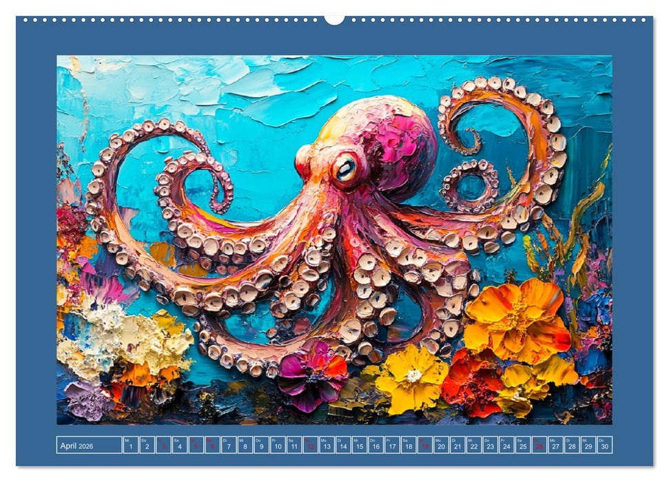 Bunte Fische im Ölgemälde-Stil. Zuhause in den Meerestiefen (CALVENDO Wandkalender 2026)