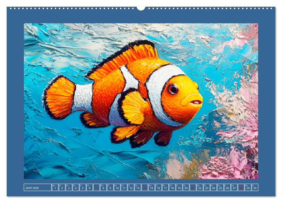 Bunte Fische im Ölgemälde-Stil. Zuhause in den Meerestiefen (CALVENDO Wandkalender 2026)