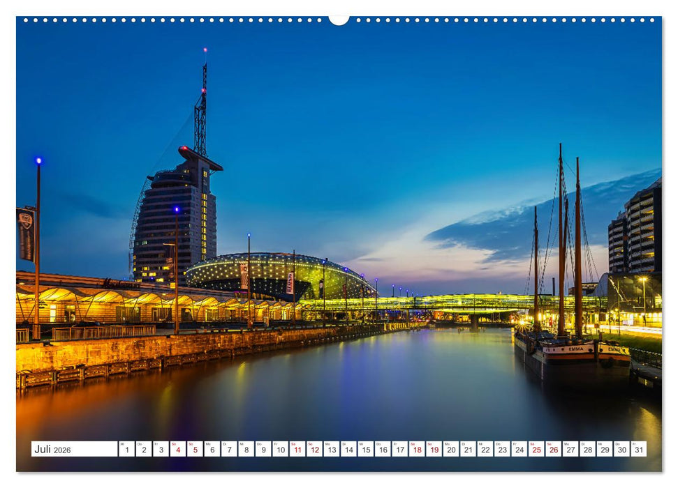 Bremen und Bremerhaven - Nachtaufnahmen (CALVENDO Premium Wandkalender 2026)