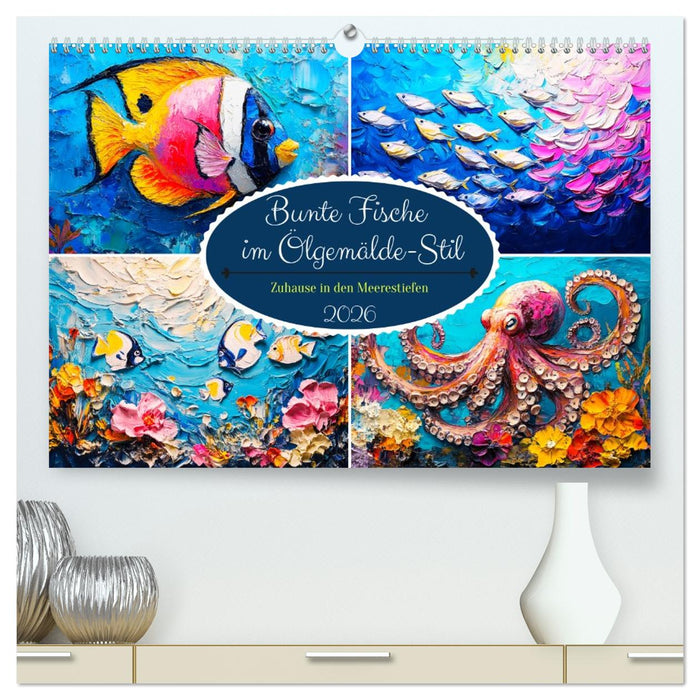 Bunte Fische im Ölgemälde-Stil. Zuhause in den Meerestiefen (CALVENDO Premium Wandkalender 2026)