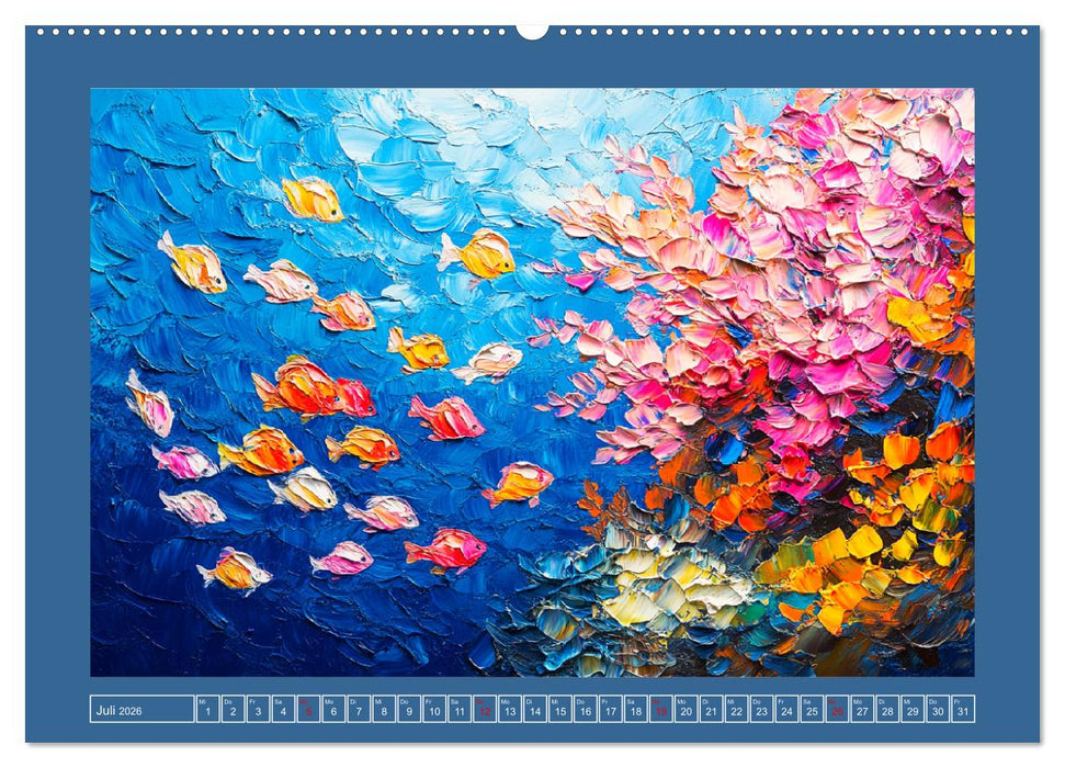 Bunte Fische im Ölgemälde-Stil. Zuhause in den Meerestiefen (CALVENDO Premium Wandkalender 2026)