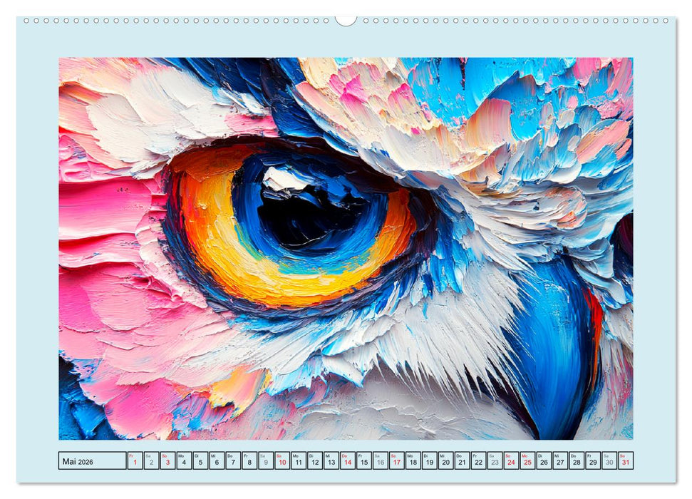 Eulen. Entzückende Paintings (CALVENDO Wandkalender 2026)