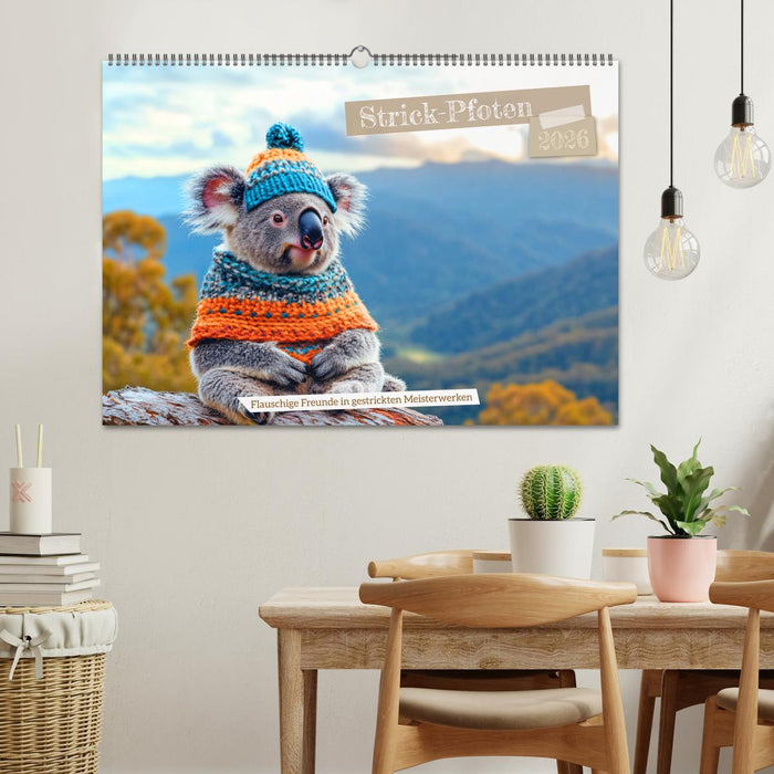 Strick-Pfoten - Flauschige Freunde in gestrickten Meisterwerken (CALVENDO Wandkalender 2026)