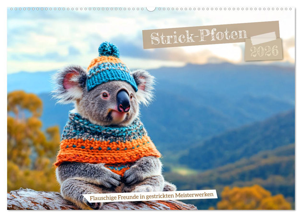 Strick-Pfoten - Flauschige Freunde in gestrickten Meisterwerken (CALVENDO Wandkalender 2026)