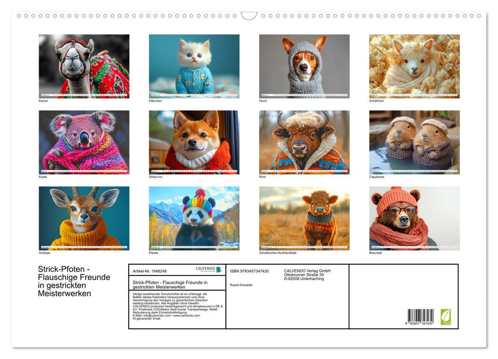 Strick-Pfoten - Flauschige Freunde in gestrickten Meisterwerken (CALVENDO Wandkalender 2026)