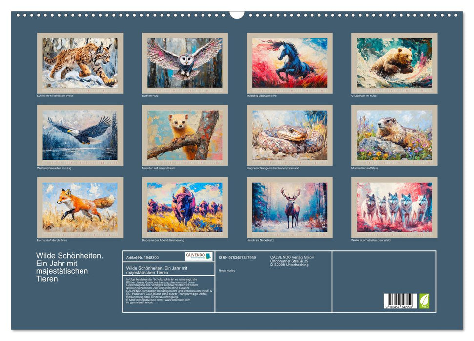 Wilde Schönheiten. Ein Jahr mit majestätischen Tieren (CALVENDO Wandkalender 2026)