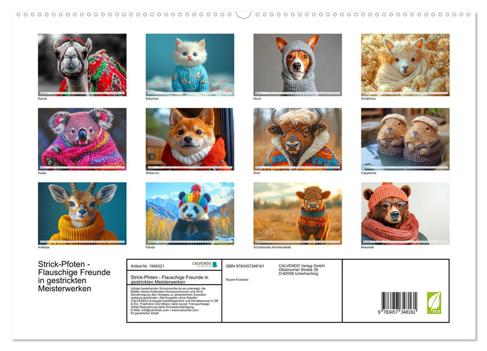 Strick-Pfoten - Flauschige Freunde in gestrickten Meisterwerken (CALVENDO Premium Wandkalender 2026)
