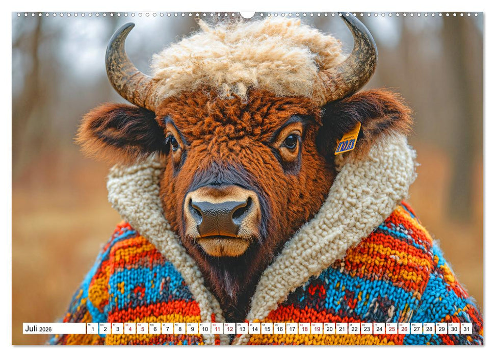 Strick-Pfoten - Flauschige Freunde in gestrickten Meisterwerken (CALVENDO Premium Wandkalender 2026)