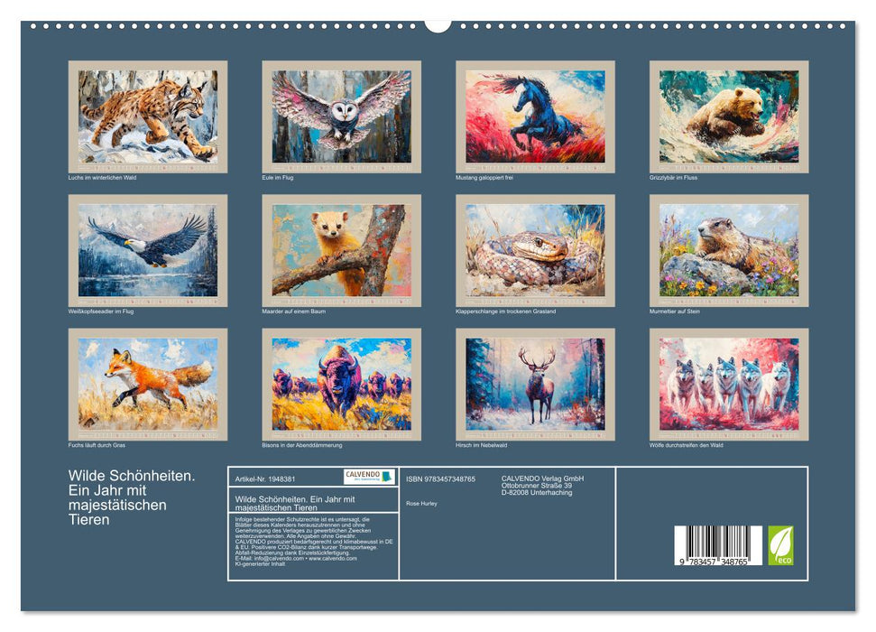 Wilde Schönheiten. Ein Jahr mit majestätischen Tieren (CALVENDO Premium Wandkalender 2026)