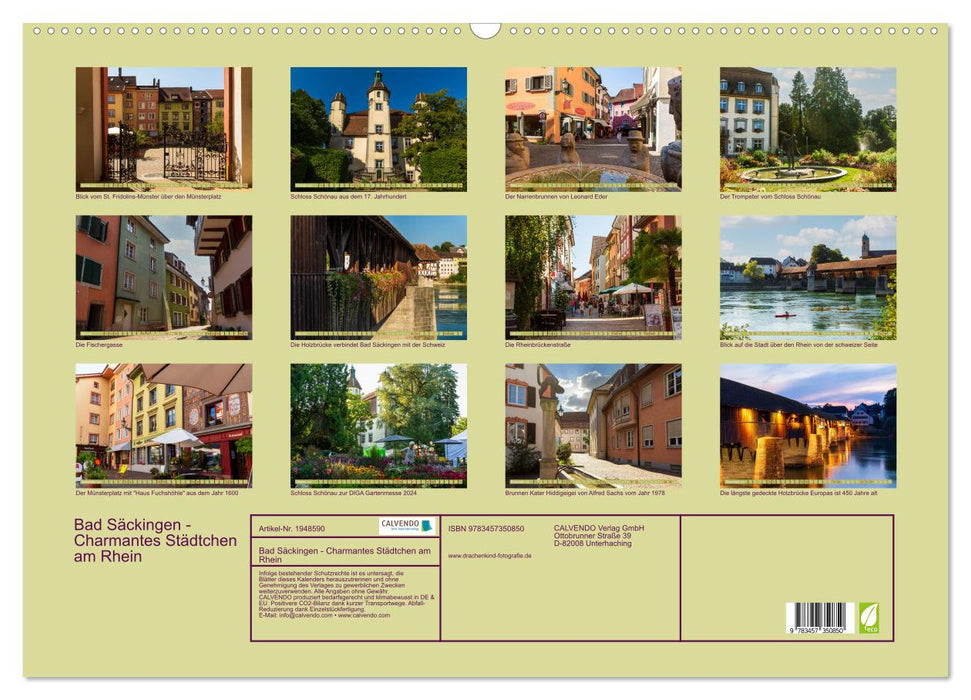 Bad Säckingen - Charmantes Städtchen am Rhein (CALVENDO Wandkalender 2026)