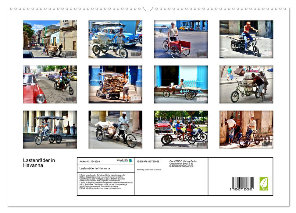 Lastenräder in Havanna (CALVENDO Premium Wandkalender 2026)