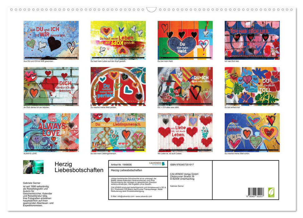 Herzig Liebesbotschaften (CALVENDO Wandkalender 2026)