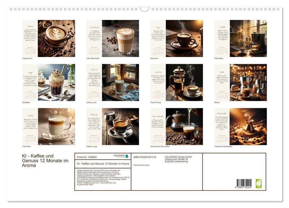KI - Kaffee und Genuss 12 Monate im Aroma (CALVENDO Wandkalender 2026)