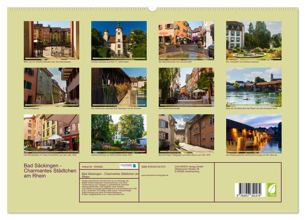 Bad Säckingen - Charmantes Städtchen am Rhein (CALVENDO Premium Wandkalender 2026)