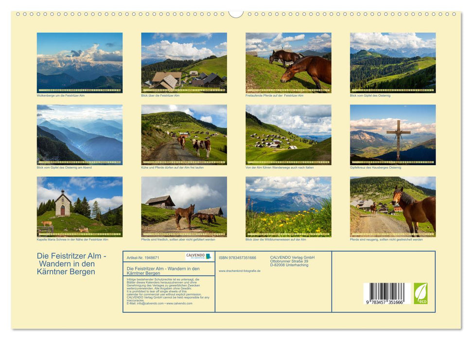 Die Feistritzer Alm - Wandern in den Kärntner Bergen (CALVENDO Premium Wandkalender 2026)