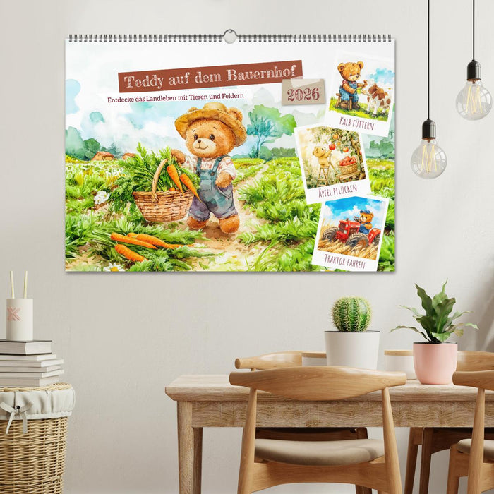 Teddy auf dem Bauernhof - Entdecke das Landleben mit Tieren und Feldern (CALVENDO Wandkalender 2026)