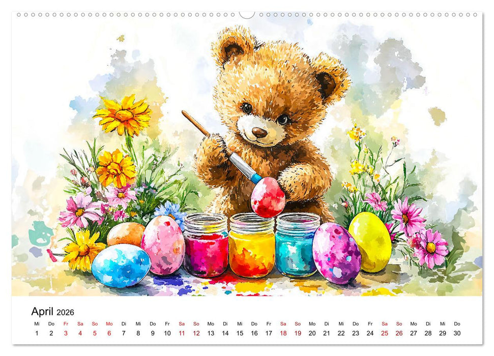 Teddy auf dem Bauernhof - Entdecke das Landleben mit Tieren und Feldern (CALVENDO Wandkalender 2026)