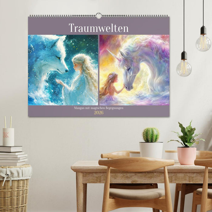 Traumwelten. Mangas mit magischen Begegnungen (CALVENDO Wandkalender 2026)
