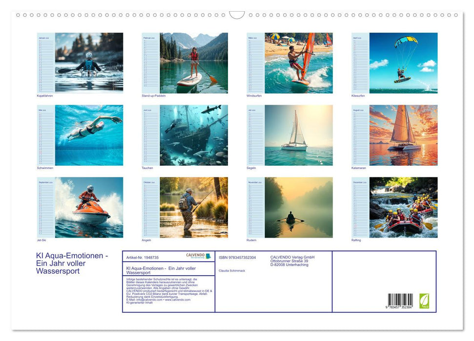 KI Aqua-Emotionen - Ein Jahr voller Wassersport (CALVENDO Wandkalender 2026)