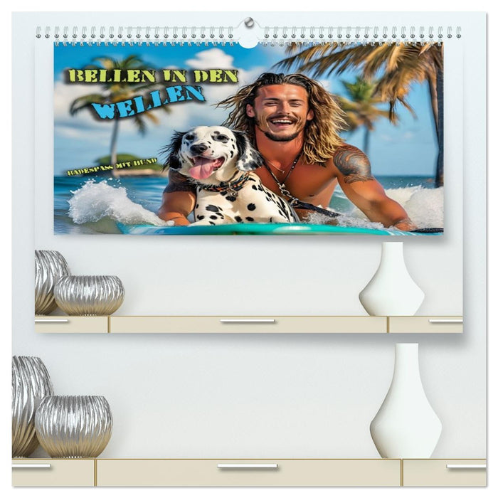 Bellen in den Wellen - Badespaß mit Hund (CALVENDO Premium Wandkalender 2026)