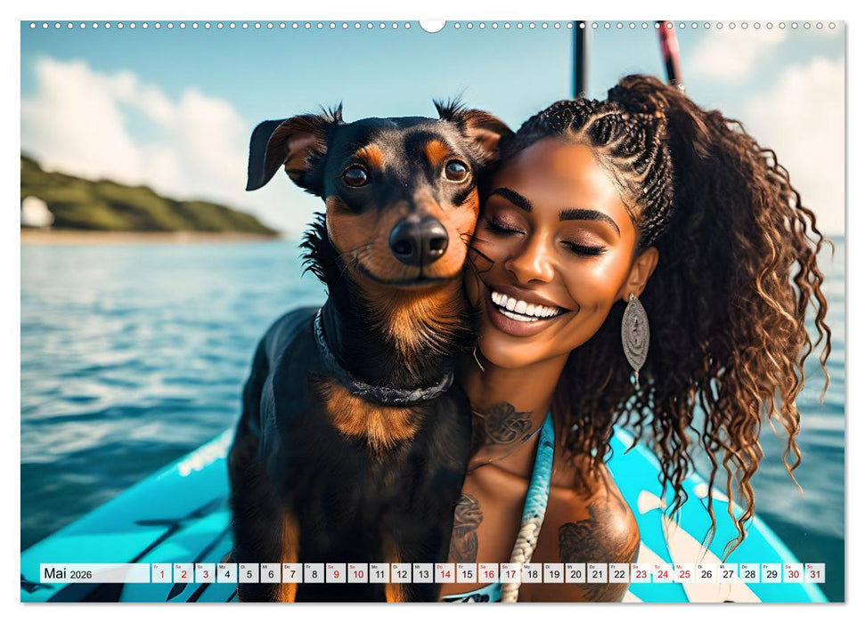 Bellen in den Wellen - Badespaß mit Hund (CALVENDO Premium Wandkalender 2026)
