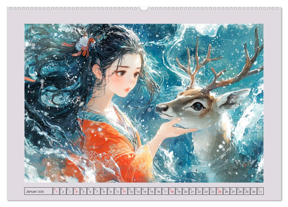 Traumwelten. Mangas mit magischen Begegnungen (CALVENDO Premium Wandkalender 2026)