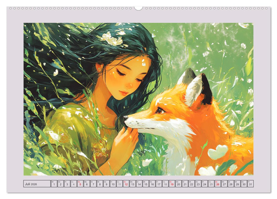 Traumwelten. Mangas mit magischen Begegnungen (CALVENDO Premium Wandkalender 2026)