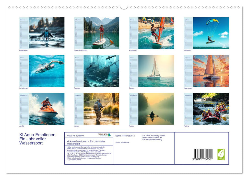 KI Aqua-Emotionen - Ein Jahr voller Wassersport (CALVENDO Premium Wandkalender 2026)