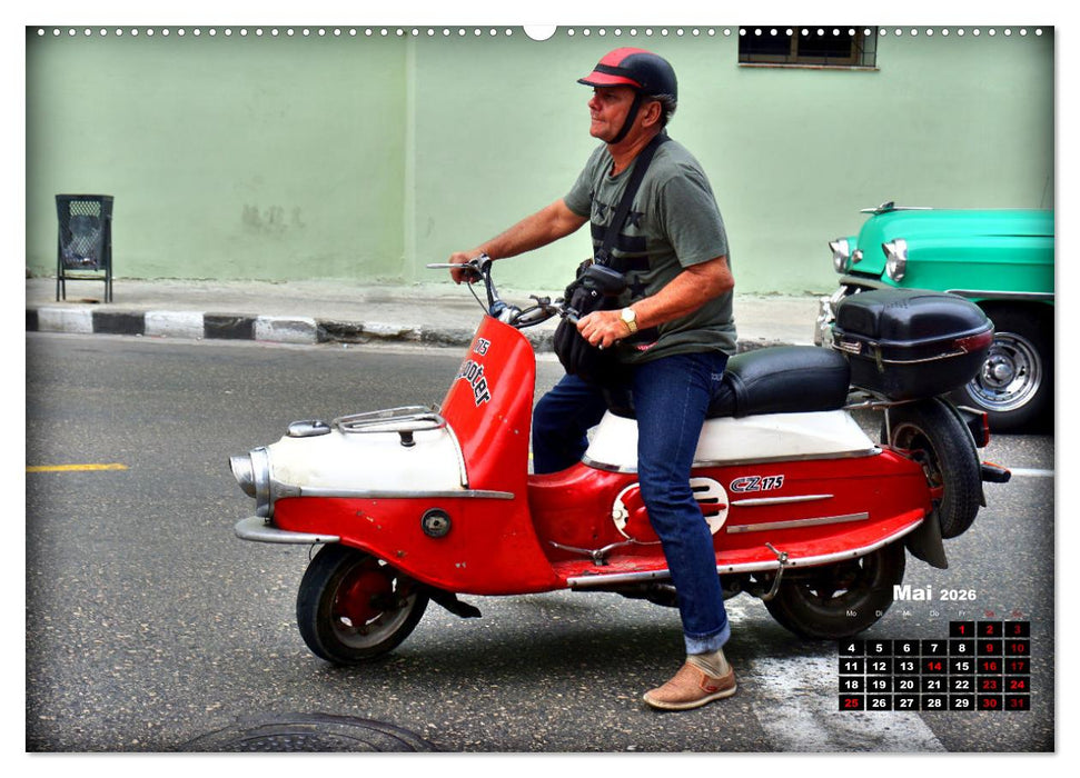Motorroller - Oldtimer und Youngtimer in Kuba (CALVENDO Wandkalender 2026)