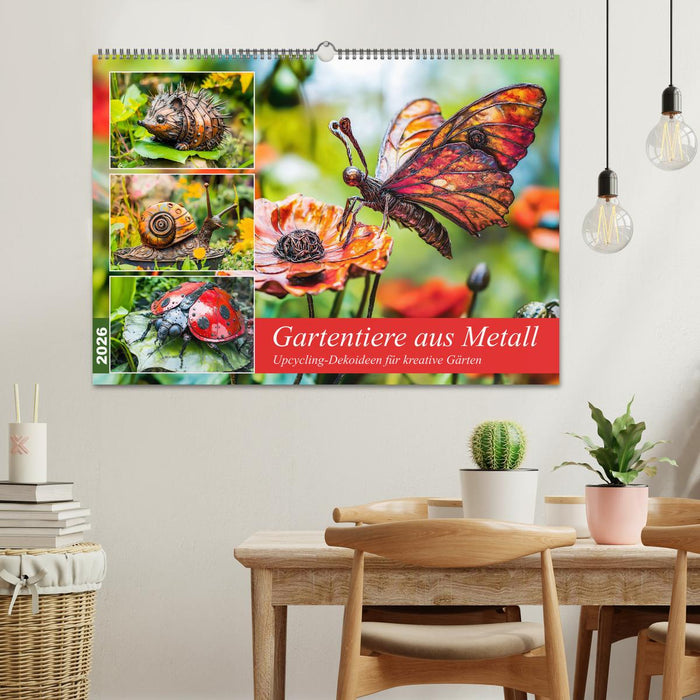 Gartentiere aus Metall - Upcycling-Dekoideen für kreative Gärten (CALVENDO Wandkalender 2026)
