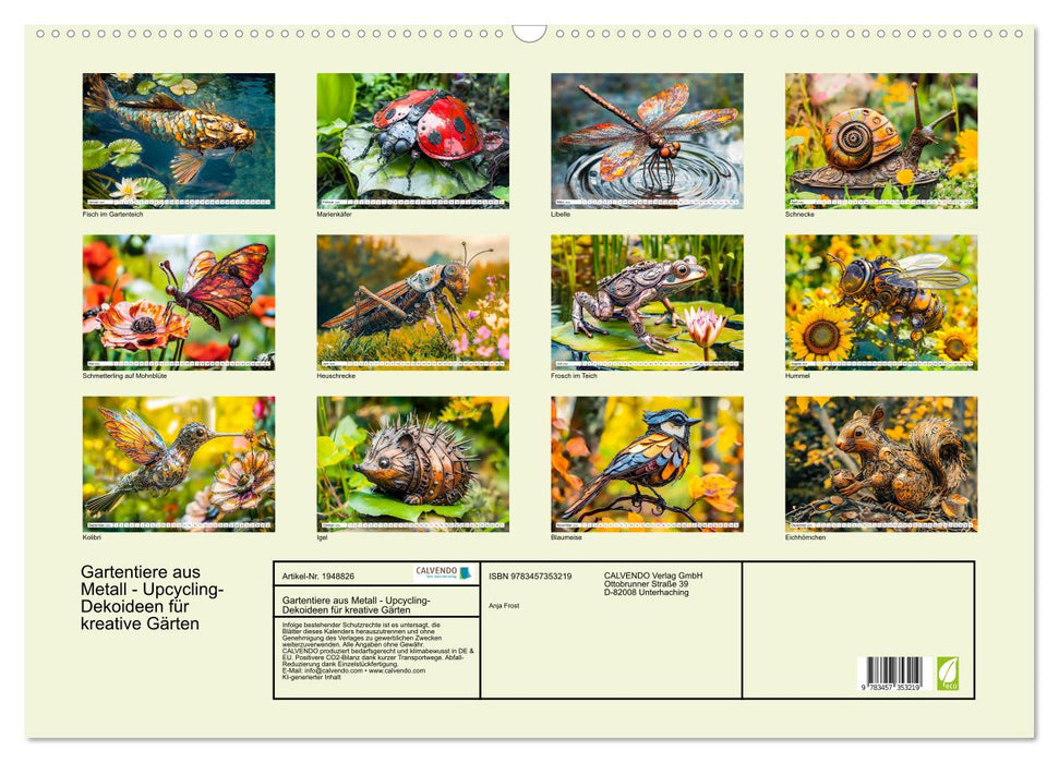 Gartentiere aus Metall - Upcycling-Dekoideen für kreative Gärten (CALVENDO Wandkalender 2026)